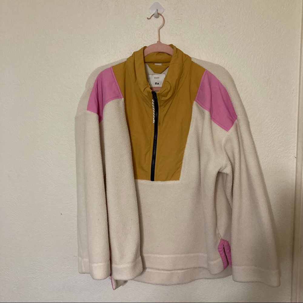 Free Assembly Color Block Fleece Quarter Zip Size XXXL